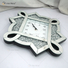 Paquete de prueba Nuevo diseño WXC-083 Reloj de pared con espejo 3D de diamante triturado plateado moderno
