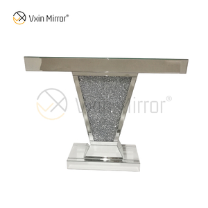 Venta directa de fábrica WXF-119 Muebles decorativos de plata modernos Crystal Diamond Mirrored Console Table