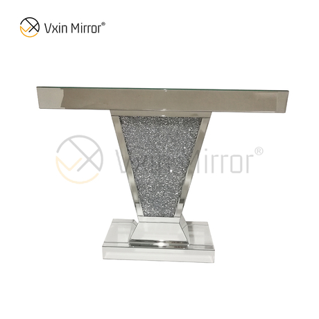 Venta directa de fábrica WXF-119 Muebles decorativos de plata modernos Crystal Diamond Mirrored Console Table