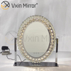 Espejo de tocador de mesa de Hollywood táctil regulable con cristal de diamante decorativo ovalado WXDL-175