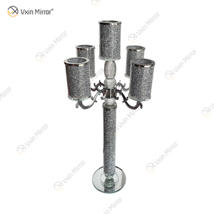 Nombre personalizable Modern Elegant VX-09 Silver Crystal 75 Light Mirrorr Portavelas para boda en casa