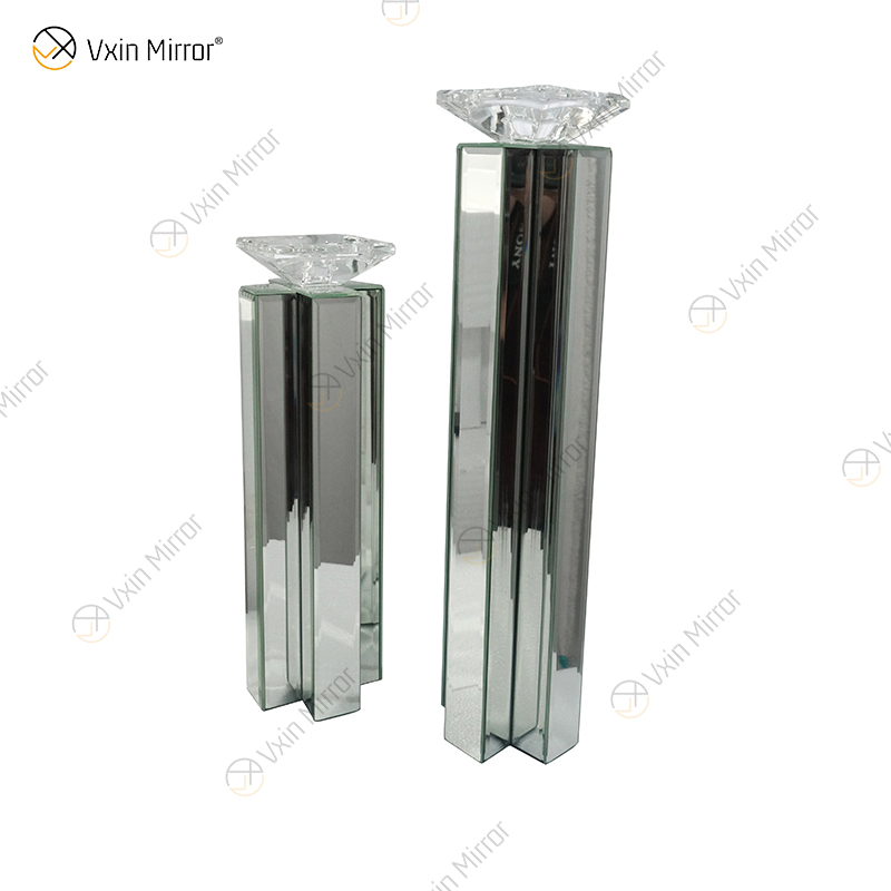 2 colores moderno elegante WXCH-079 cristal plateado Mirrorr portavelas para boda en casa