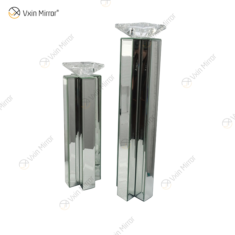 2 colores moderno elegante WXCH-079 cristal plateado Mirrorr portavelas para boda en casa