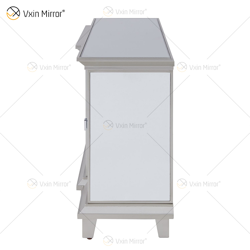 Muebles de Berlín adornados WXF-415 champán plata espejo chimenea soportes de TV gabinete con inserto de viento caliente 2 tipos
