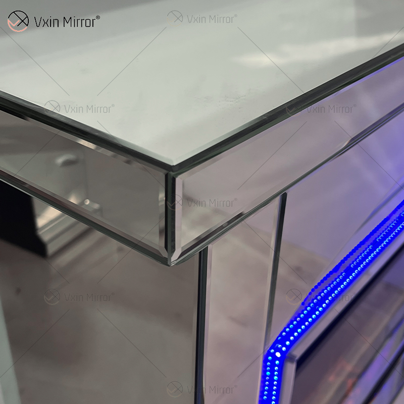 Nuevo diseño WXMF096-2 LED plata cristal sala de estar espejo chimenea con inserto interior