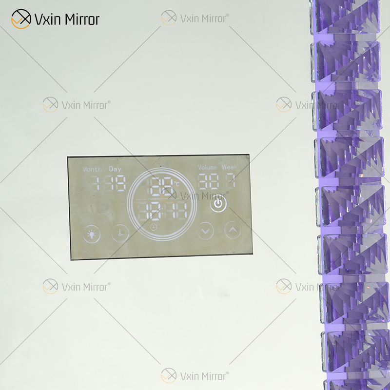 Mosaico LED inclinado Rectángulo Espejo de piso Cristal envolvente Espejo de cuerpo completo Espejo de tocador para dormitorio Sala de estar