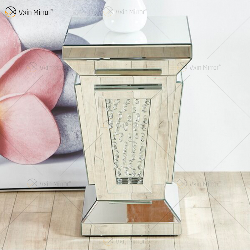 Sofás de mesita de noche con espejo moderno personalizado, mesas laterales de cristal para muebles de hogar