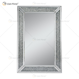Rectángulo caliente diseño Vxin WXM-1761 decoración de pared plata triturado espejo colgante de pared de diamante