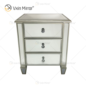 Fuente de fábrica WXF-074 Muebles de dormitorio dorados Mesita de noche de lujo con 3 cajones Mesita de noche con espejo