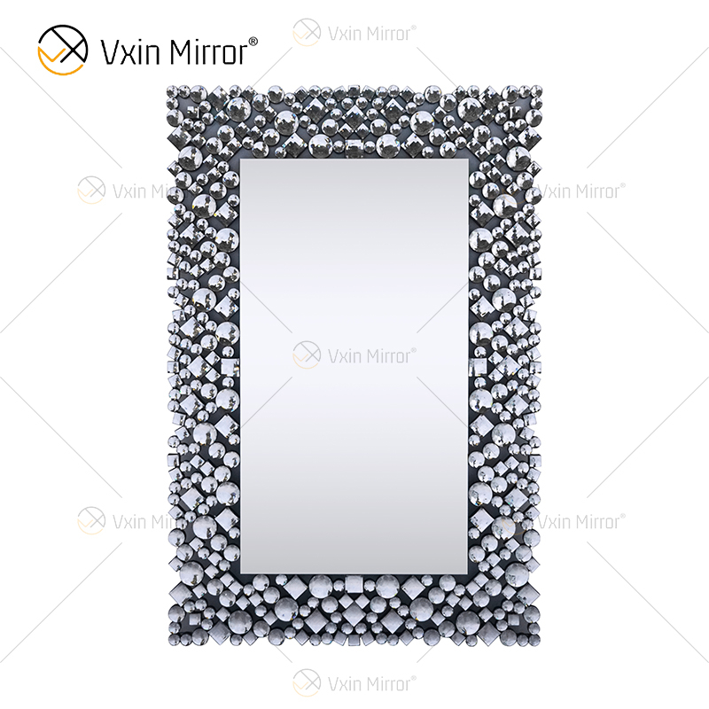 Pasillo de mesa de consola con espejo de diamante de cristal moderno plateado y marrón de alta calidad