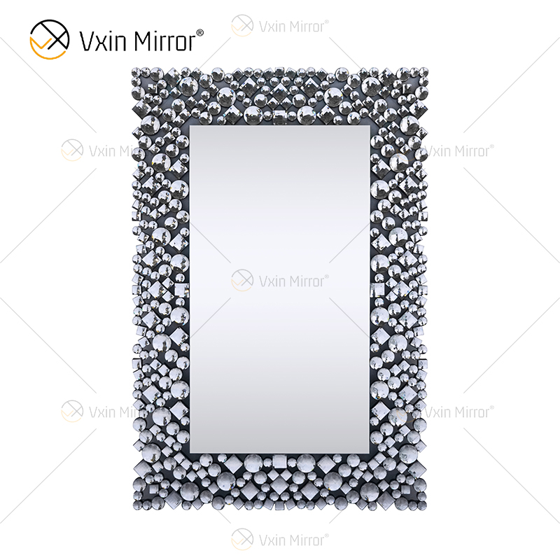 Pasillo de mesa de consola con espejo de diamante de cristal moderno plateado y marrón de alta calidad