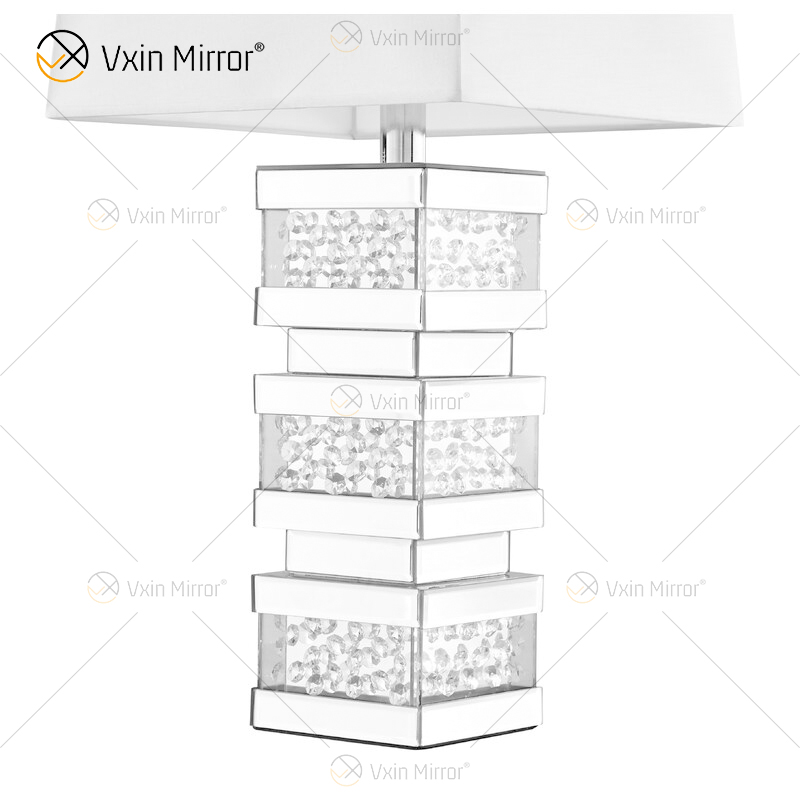 Suministro de fábrica WXTL-097 Lámpara de mesa de espejo LED de cristal plateado moderno para luz cálida