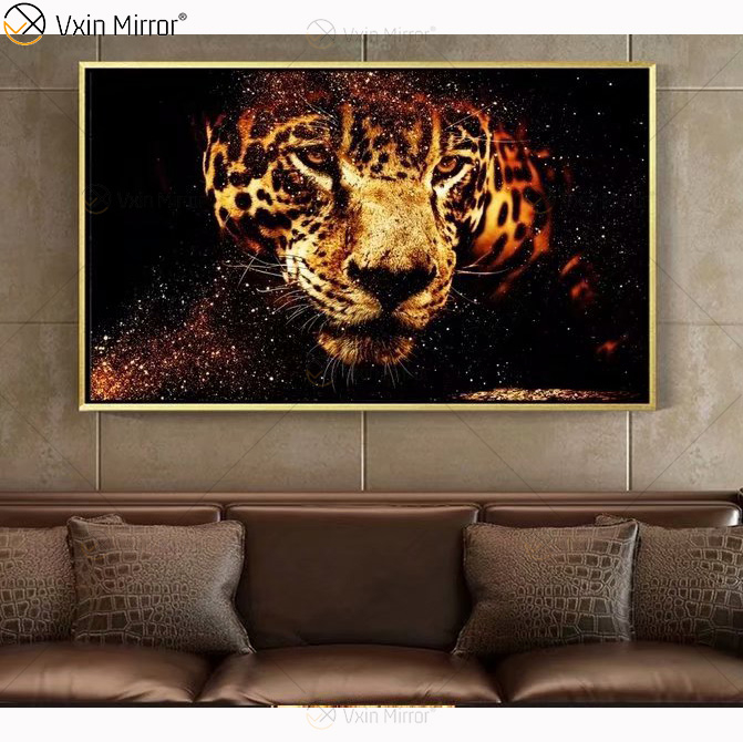 Pintura de porcelana de cristal, marco de MDF cubierto de resina, muebles, espejo decorativo, arte de pared