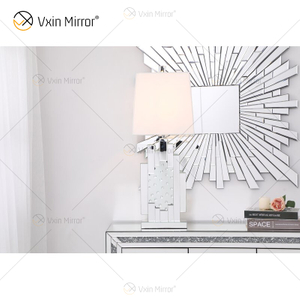Fuente de fábrica WXTL-144 Lámpara de espejo de mesa de cristal plateado moderno con pantalla para dormitorio