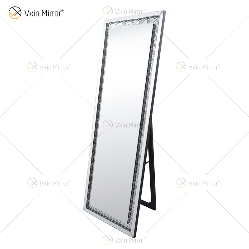 Espejo de pie rectangular para colgar o inclinarse, espejo envolvente de cristal para todo el cuerpo, espejo de tocador montado en la pared para dormitorio