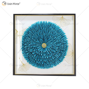 La pintura de flores Vxin WXPA-01 más nueva para la decoración del hogar arte de la pared cuadro colgante de plumas de Metal para el juego de sala de estar a la venta