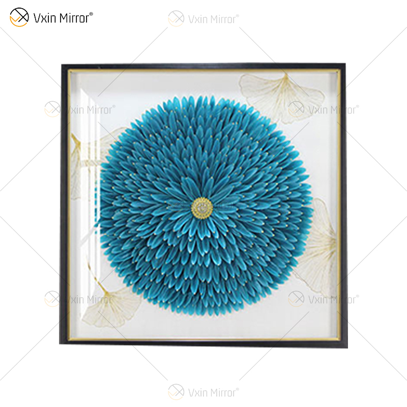 La pintura de flores Vxin WXPA-01 más nueva para la decoración del hogar arte de la pared cuadro colgante de plumas de Metal para el juego de sala de estar a la venta
