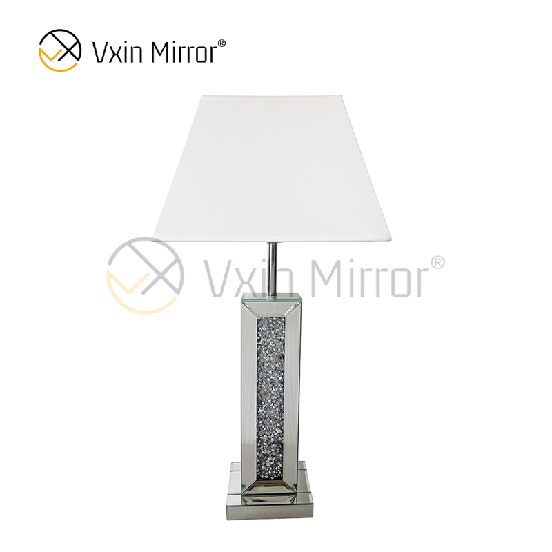 China Supply WXTL-006 Dormitorio moderno Lámpara de espejo machacada plateada con pantalla