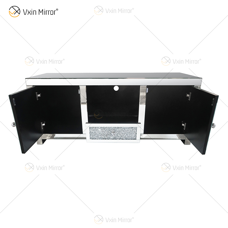 China Supply Modern European WXF-097-1 Crush Diamond Silver Crystal Tv Stand Furniture