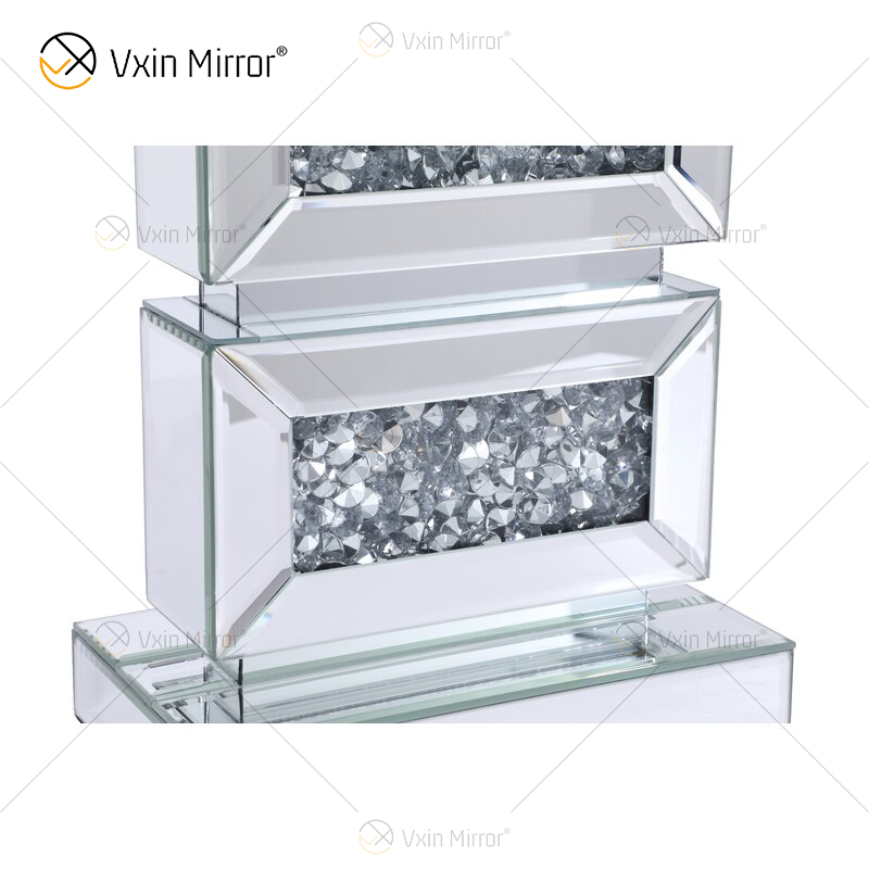 Suministro de fábrica WXTL-141 Lámpara de espejo de mesa LED de acrílico de cristal plateado moderno para luz cálida