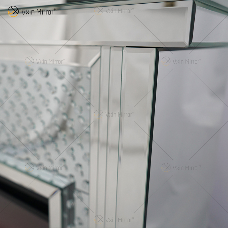 Venta caliente WXWF-1097 Sparkle Electric LED Cristal triturado con inserto de cristal Espejo Chimenea