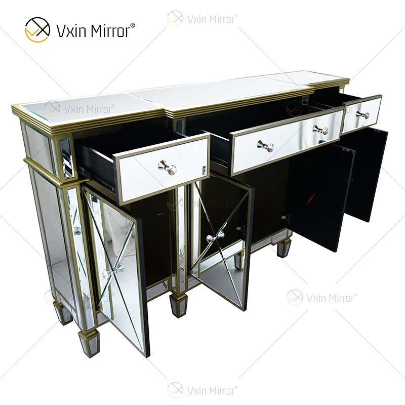 WXF-027-1 Gabinete de alacena con espejo de artículos para el hogar de vidrio de lujo con cajones Muti