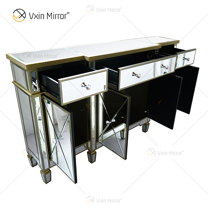 WXF-027-1 Gabinete de alacena con espejo de artículos para el hogar de vidrio de lujo con cajones Muti