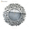 Reloj espejado WXMC-085 Decoración de pared plateada Reloj redondo de cristal elegante