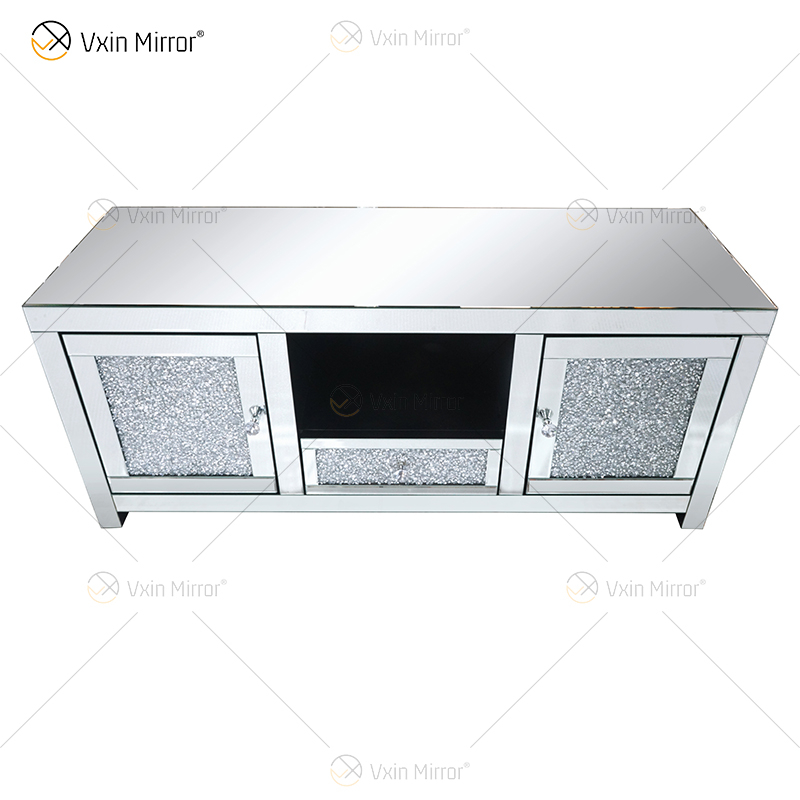 China Supply Modern European WXF-097-1 Crush Diamond Silver Crystal Tv Stand Furniture