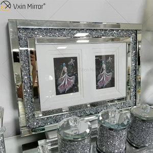 Suministro de fábrica, espejo de pasillo hecho a mano plateado, marco de fotos, espejo, arte de pared, decoración del hogar para sala de estar, sofá, muebles, WXPP-16