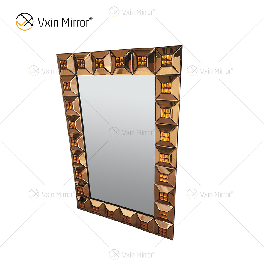 Gran oferta WXM-1118 decoración de pared marrón pared de lujo espejo 3d único para colgar en la pared