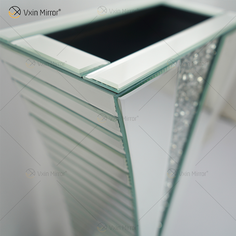 WXMV-004-1 Home Hotel Decor Indoor Silver Crushed Diamond Mirrored Large Follower Pots Espejo Florero
