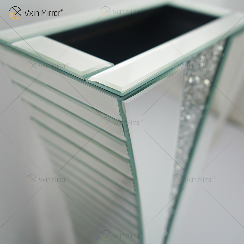 WXMV-004-1 Home Hotel Decor Indoor Silver Crushed Diamond Mirrored Large Follower Pots Espejo Florero