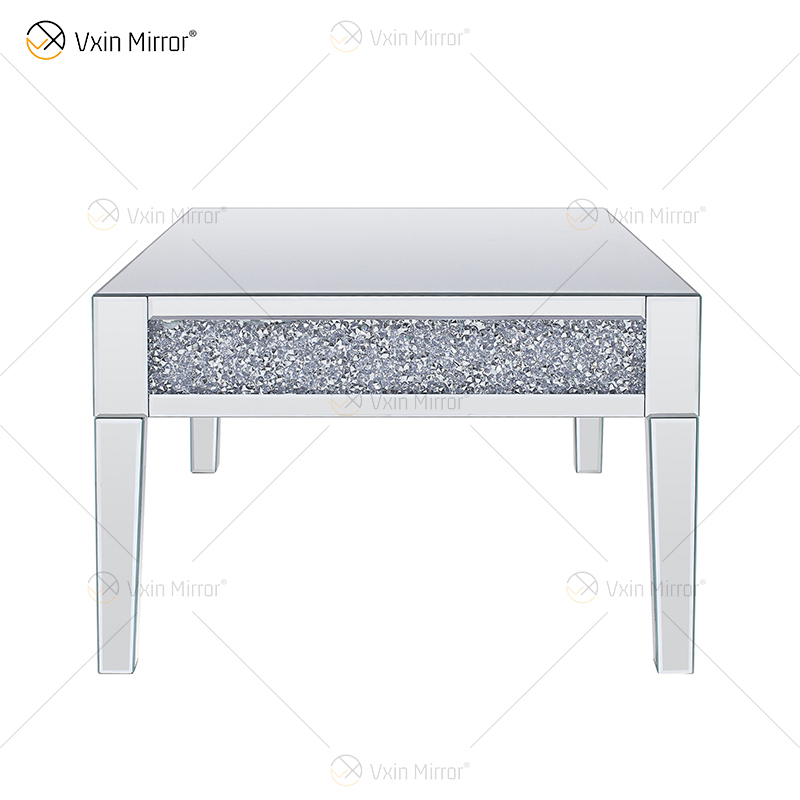 Mesa auxiliar personalizada Vxin WXF-170 Mesa de centro de plata hecha en casa con diamante triturado