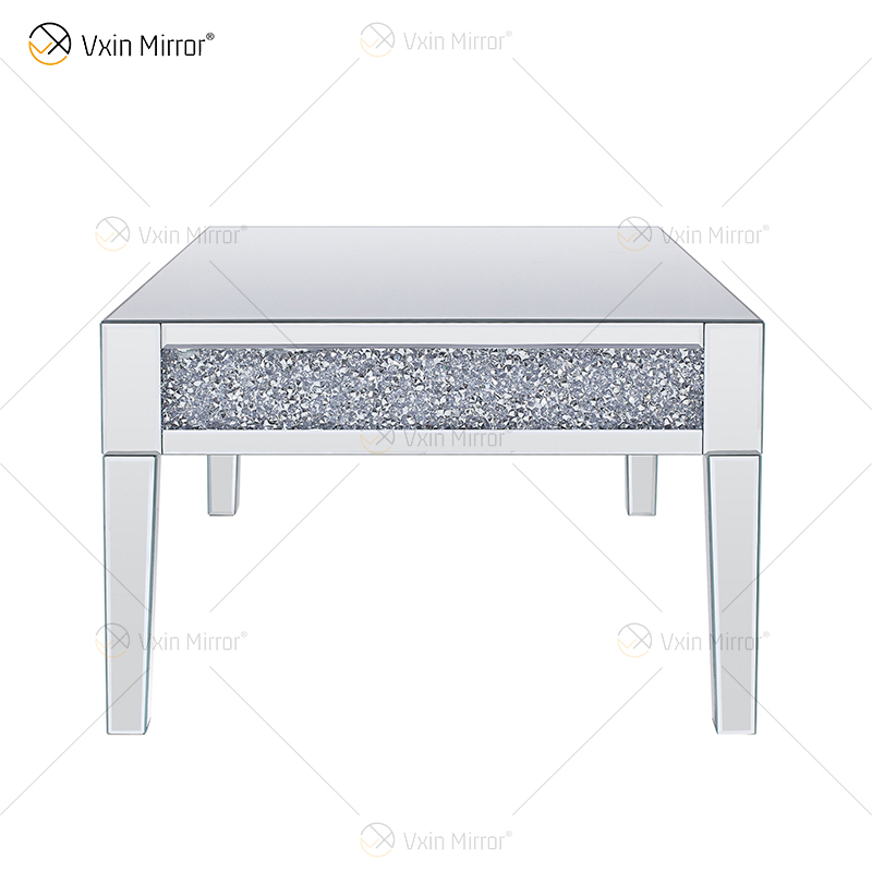 Mesa auxiliar personalizada Vxin WXF-170 Mesa de centro de plata hecha en casa con diamante triturado