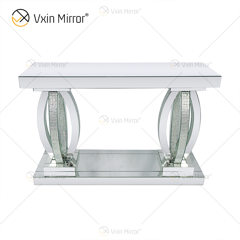 Mesa de consola de vidrio con espejo moderna y única, mesa decorativa para sala de estar, entrada, pasillo, decoración del hogar, WXF-294