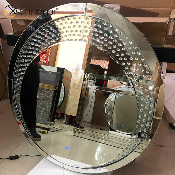 Fuente de fábrica de alta calidad WXM-2595 Espejo de luz LED de 3 colores Juego de espejo de maquillaje octogonal Espejo Juego de tocador de enchufe personalizado