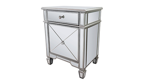 Fuente de fábrica WXF-873 Muebles de dormitorio dorados Mesita de noche de lujo con 2 cajones Mesita de noche con espejo