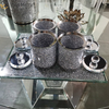 Paquete de calidad superior VX-01 Plata Decoración para el hogar Frascos y botellas de vidrio con espejo acrílico con tapa