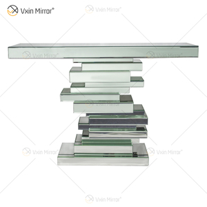 Venta al por mayor elegante WXF-011 encantadora mesa de consola de espejo plateado para muebles de lujo