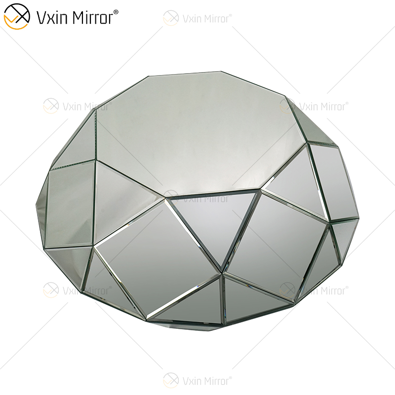 OEM Homemade WXF-1037 Triangle Silver Glass Mesa de centro reflejada Mesa auxiliar