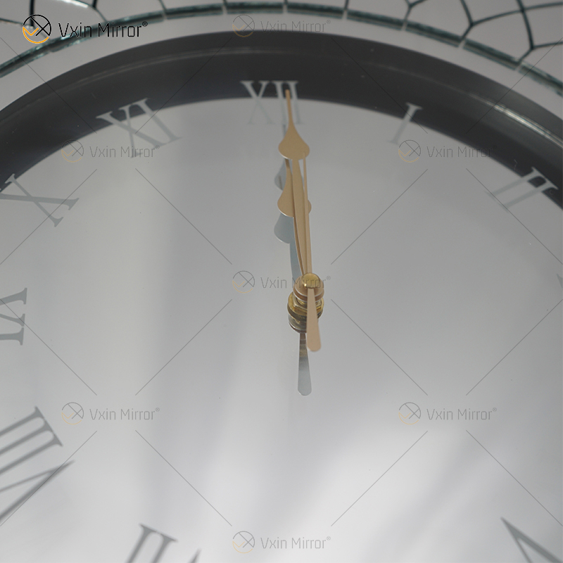 Reloj espejado WXMC-086 Escala de peces plateada Decoración de pared Reloj redondo de cristal elegante 3D