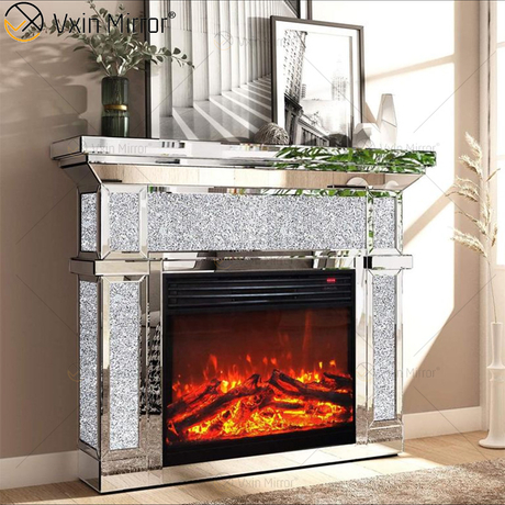 WXF-2131 Diamante Espejo inteligente Chimenea Control remoto Estufa inteligente Venta caliente 48 pulgadas Interior SILVER FIRE Estilo de hierro