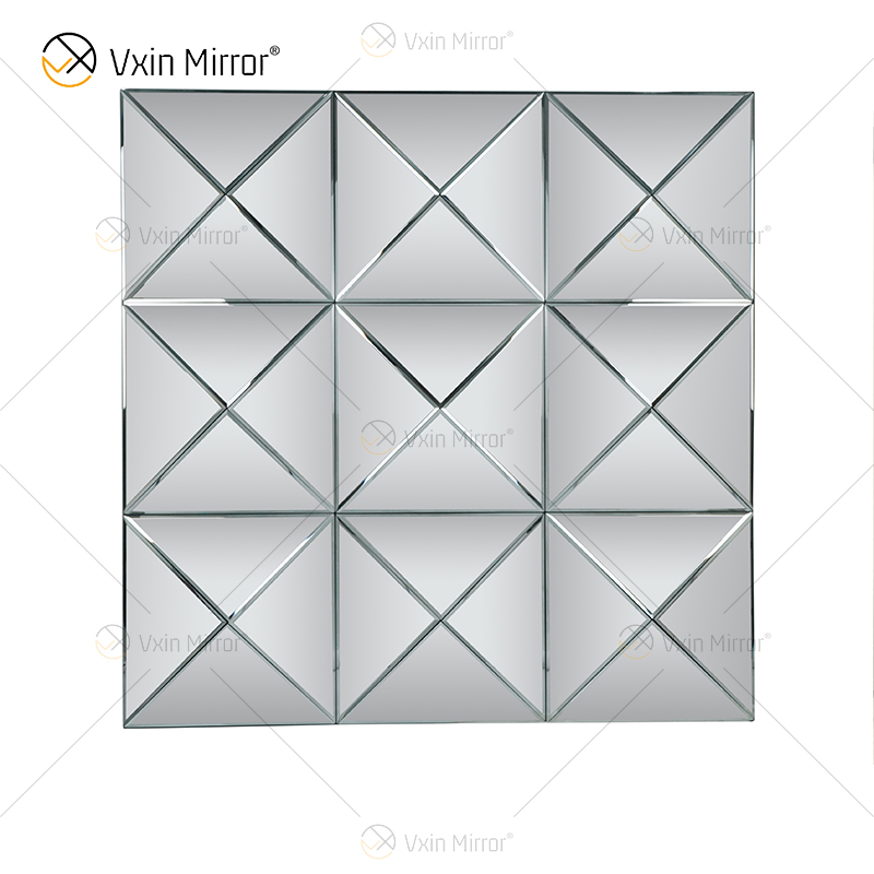 Wall Decora Silver 3D Elegant Square Silver Wall Hanging Mirror Wall Art Home Decor para muebles de sala de estar WXM-1151