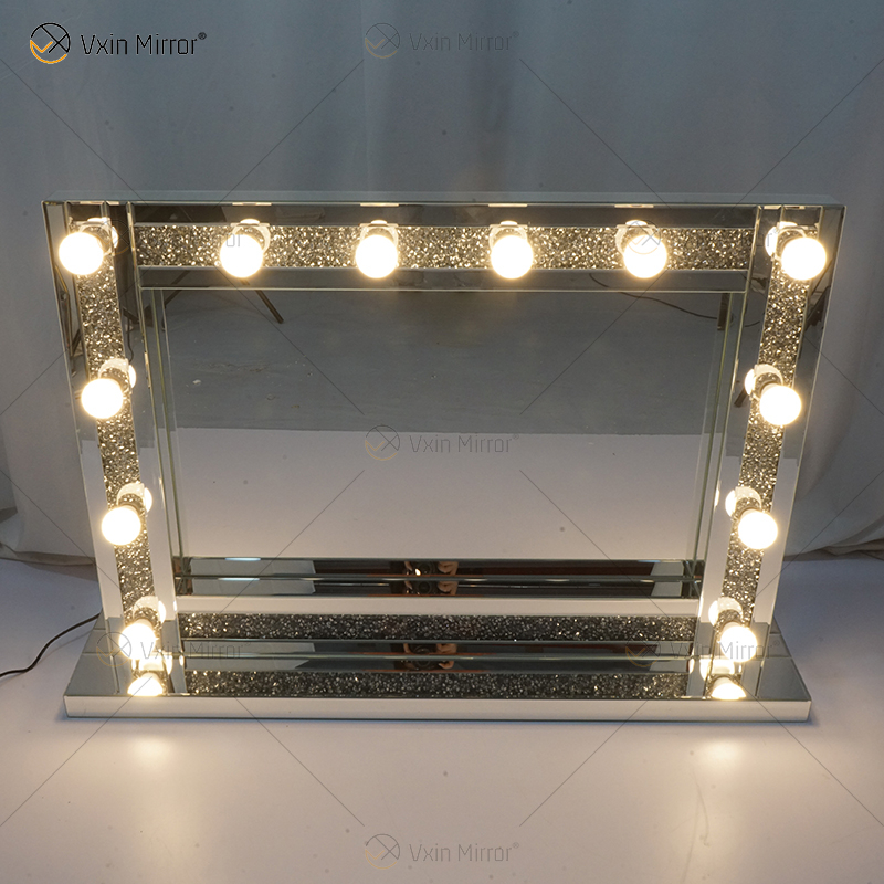 Venetian Styles WXDL-105 Espejo de tocador iluminado con cristal plateado con 12 bombillas para sofás de sala de estar