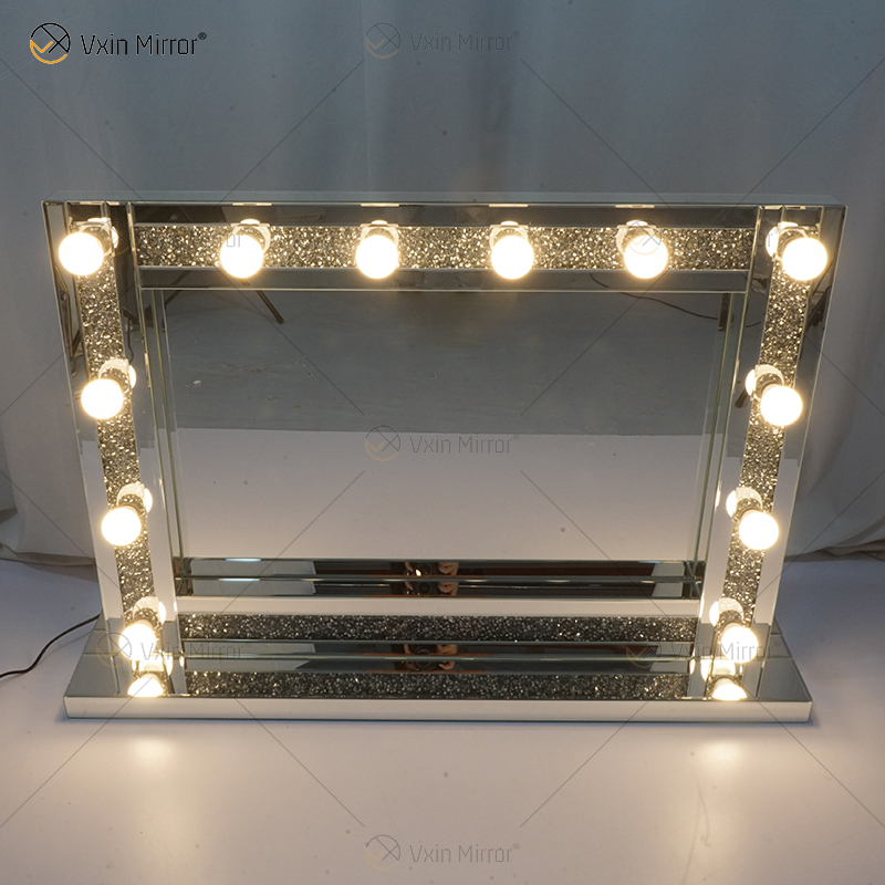 Venetian Styles WXDL-105 Espejo de tocador iluminado con cristal plateado con 12 bombillas para sofás de sala de estar