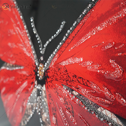 Vxin WXMA-58, pintura de porcelana de cristal, marco cubierto de mariposa de resina, espejo decorativo, arte de pared