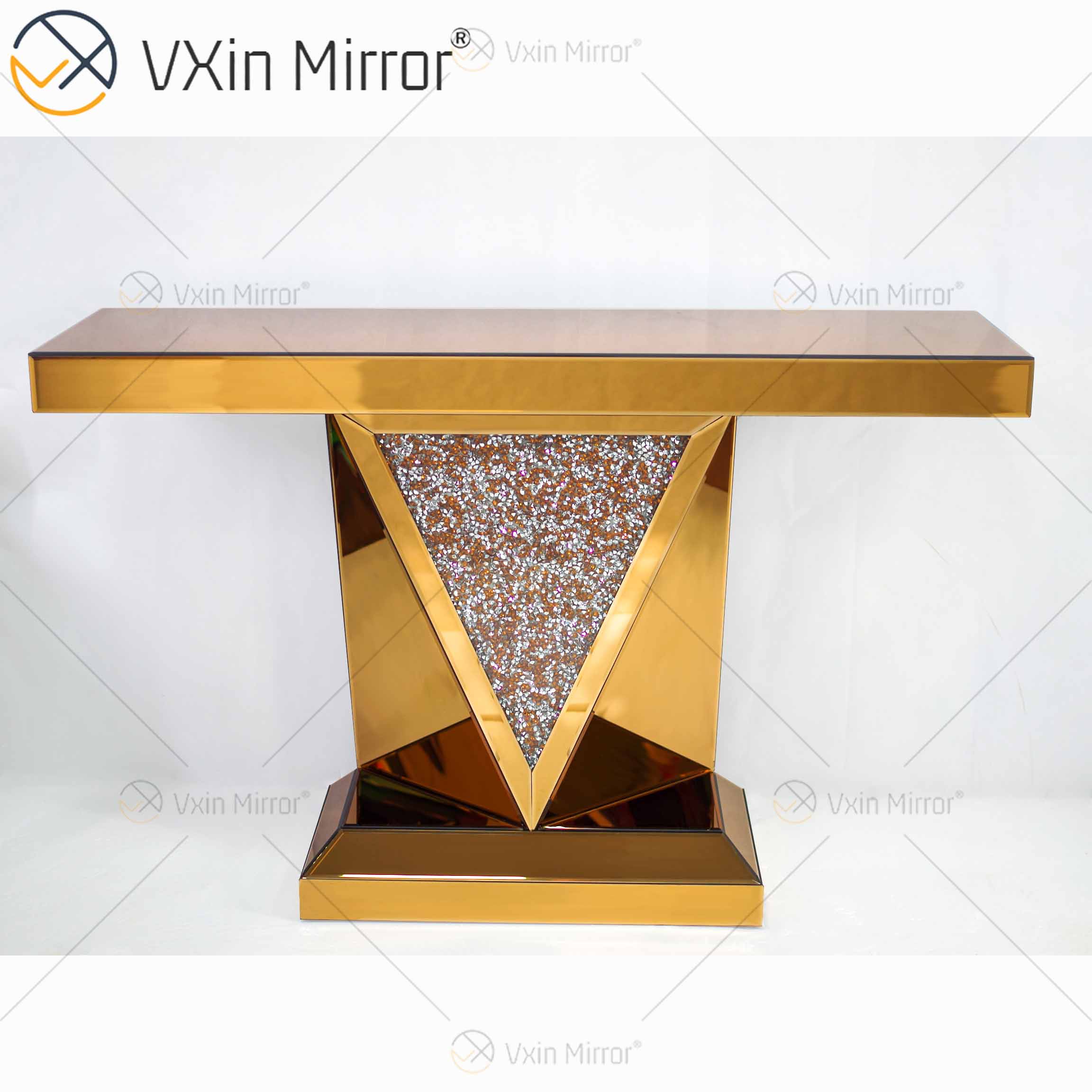 Barato WXF-015 Mesa de consola de diamante triturado Mesas de consola de vidrio de estilo nórdico