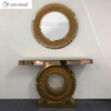 Factory Supply Vxin Luxury Crystal Glass Brown Consola Mesa con espejo