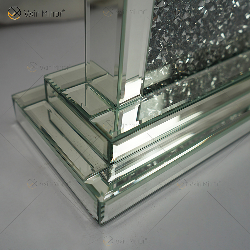 Reloj de mesa rectangular con espejo plateado y diamante triturado WXMC-056 de nuevo diseño de fábrica